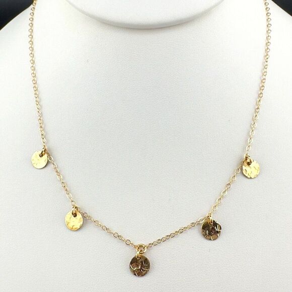 Kenda Kist Talia 14k Gold Filled gf Five textured Disc Gold Necklace - Picture 4 of 4